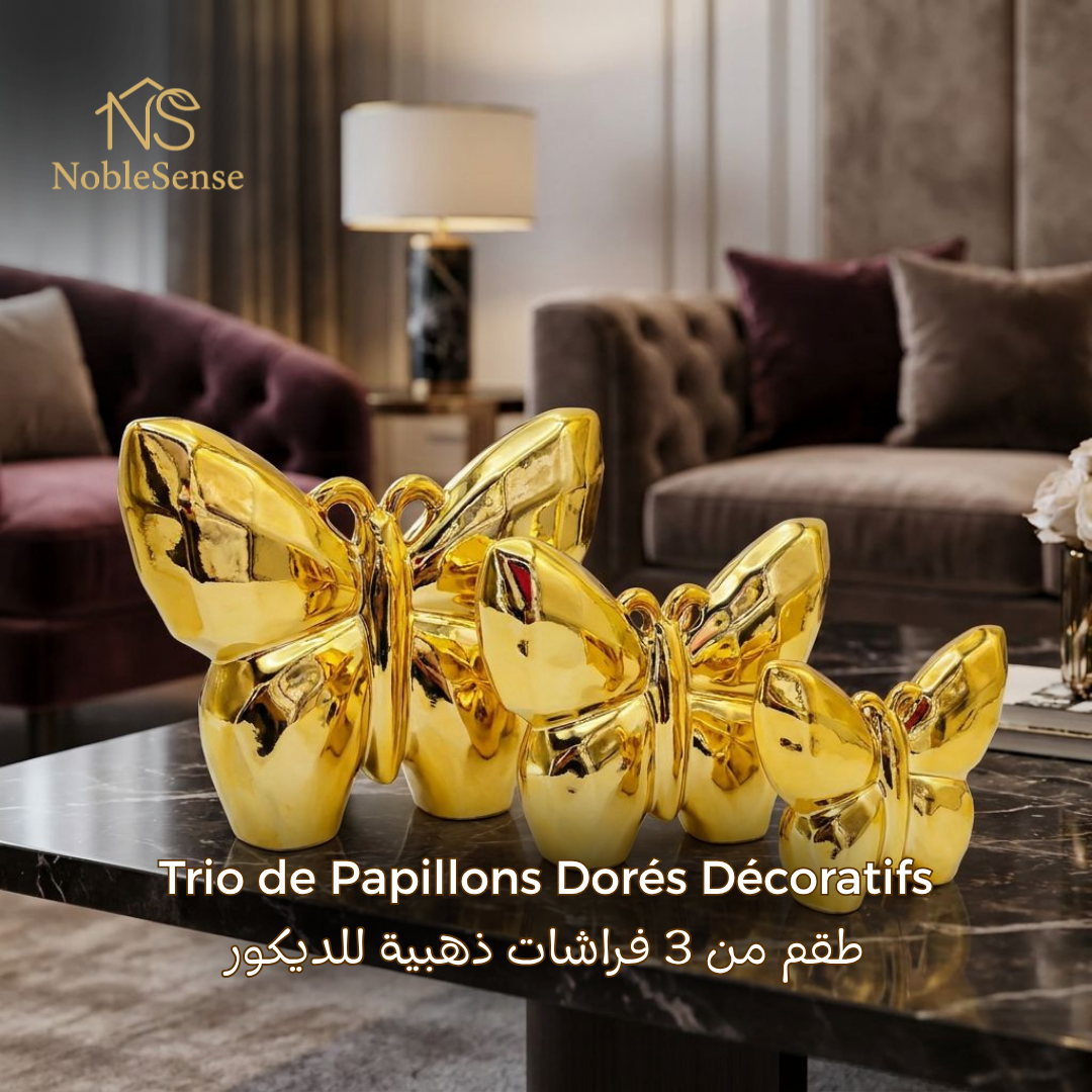 Trio de Papillons Dorés Décoratifs