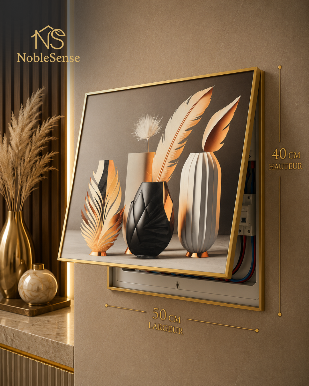 Cache-Compteur Trio de Vases & Plumes Graphiques