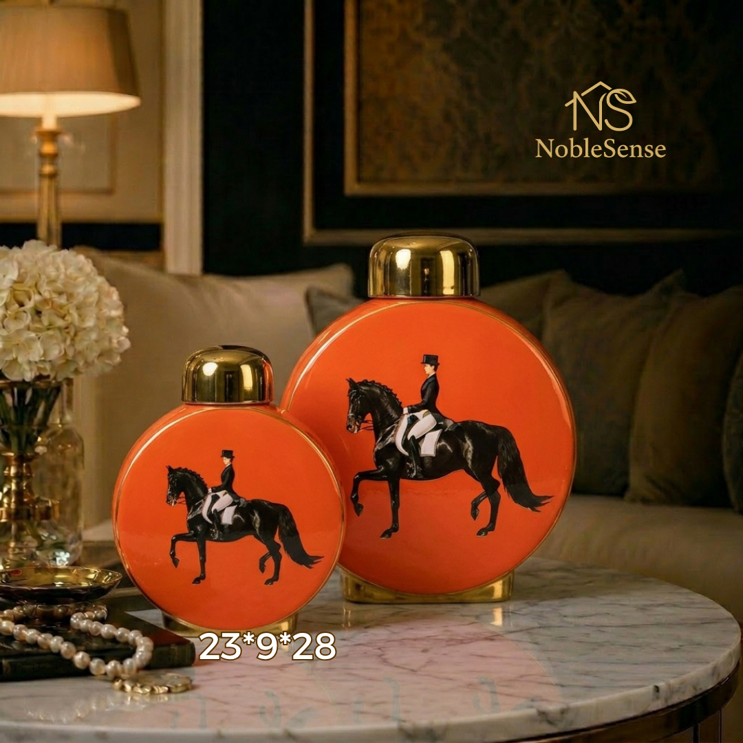 Potiche Plate Ovale Cavalier Orange