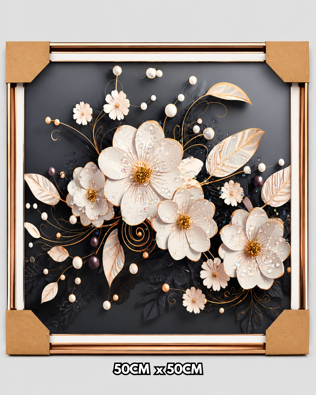 Fleurs Blanches Fond Sombre