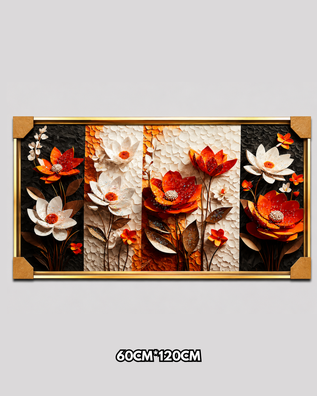 Fleurs Orange Blanc Triptyque