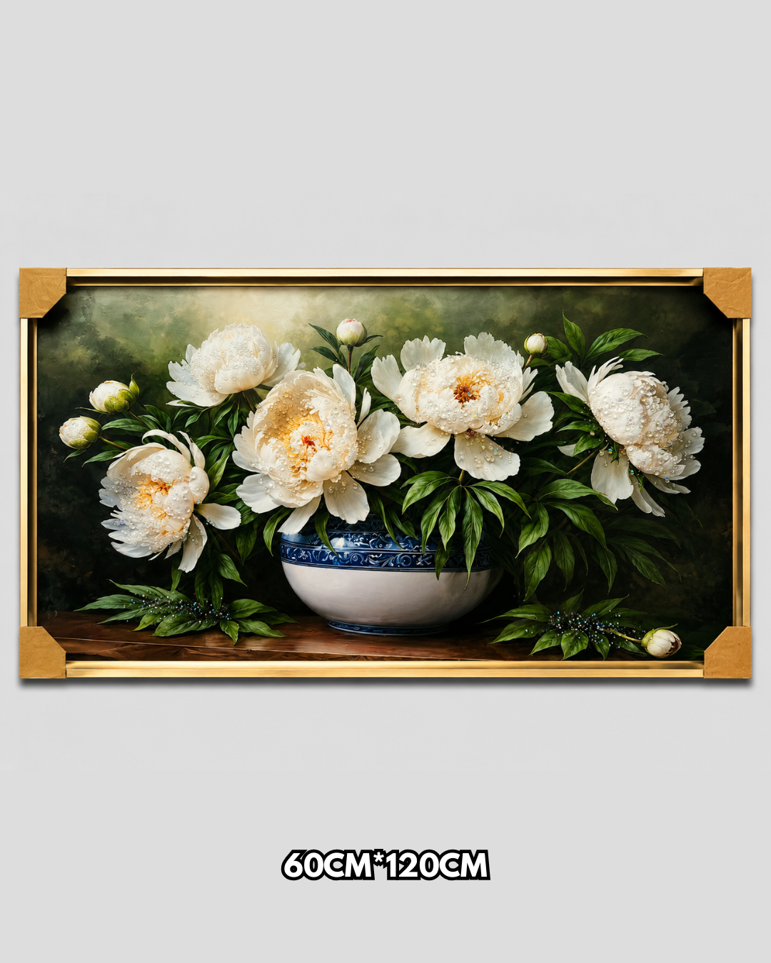 Pivoines Blanches Fond Vert
