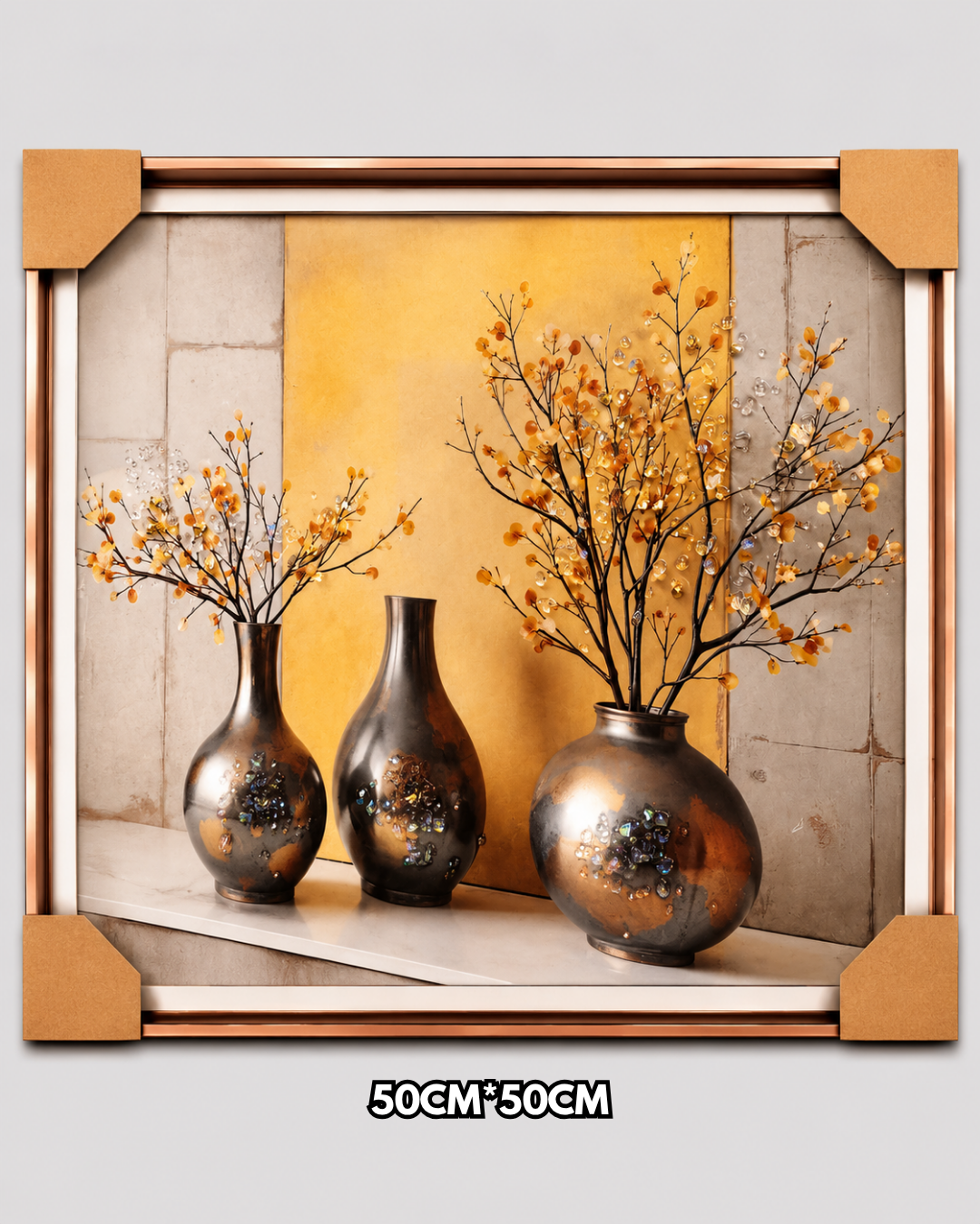 Vases Bronze et Branches Dorées