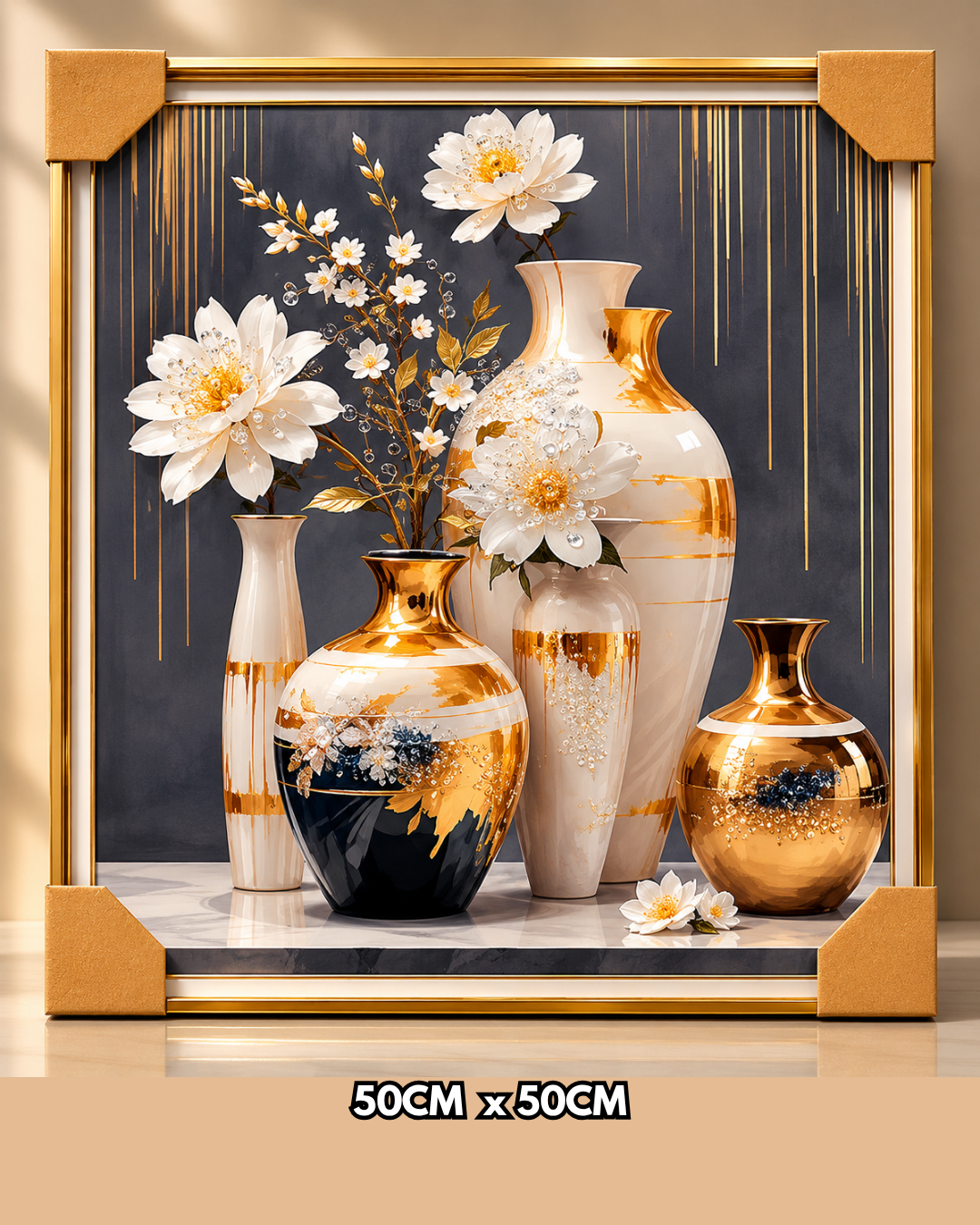 Vases Fleuris Dorés