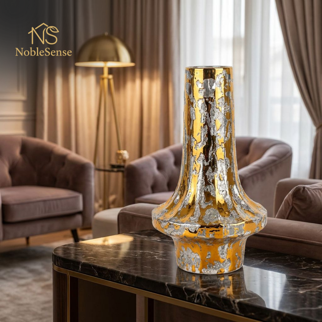 Vase Champignon Or & Argent Texturé