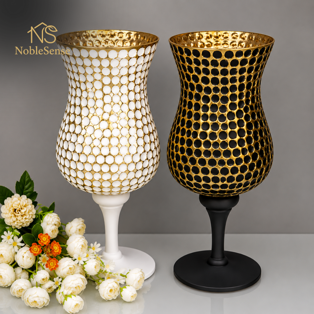 Vase Coupe Mosaïque Cristal & Or
