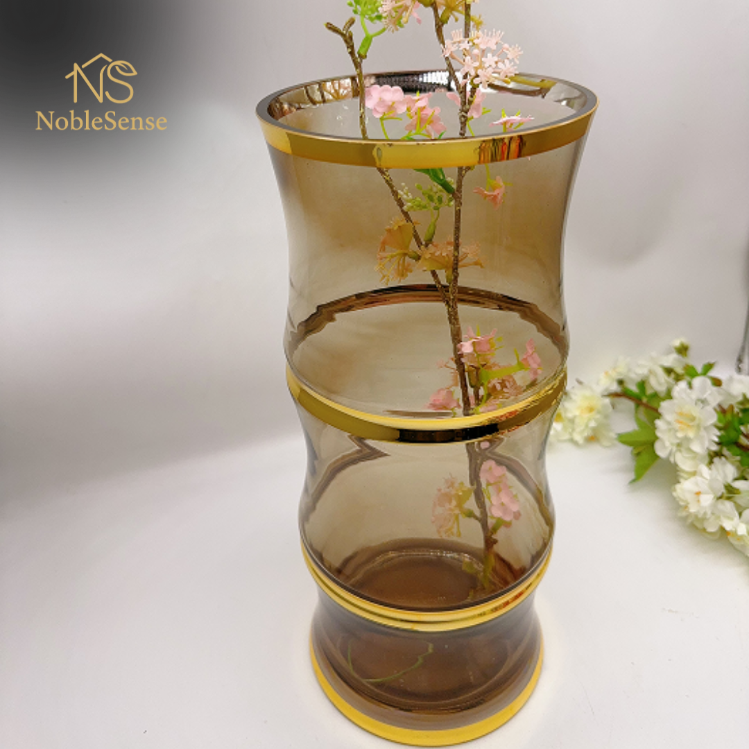 Vase en Verre Ambré Empilé Étagé
