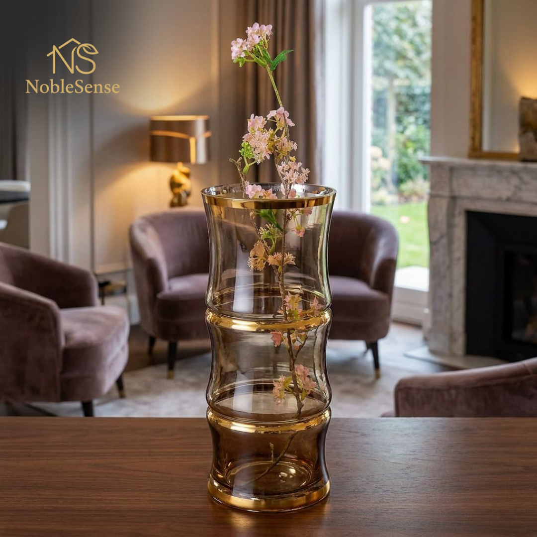 Vase en Verre Ambré Empilé Étagé